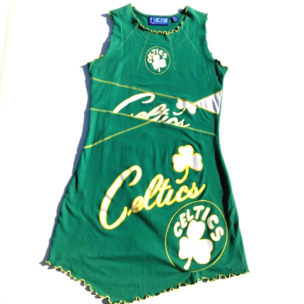 Vintage NBA 4 Her Boston Celtics Carl Banks G III Green Yellow White Size M